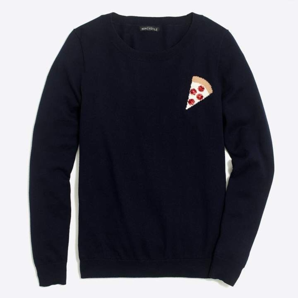 J Crew Sequin Pizza Sweater